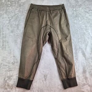 Neil Barrett Slouch Fit Low Rise Olive Green Cotton Linen Blend Jogger Pants 50
